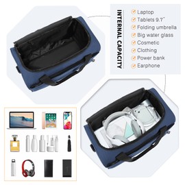 Kono Travel Luggage, 40 x 20 x 25 cm, Large Weekender Bag, Maximum-Size Hand Luggage for Men and Women, blue