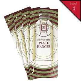 Brass Vinyl Coated Plate Hangers - 10 to 14 Inch - Set of 4 Pcs - Clear Vinyl Sleeves - Hook and Nail Included - Pack of 4 - Plate Hangers for The Wall