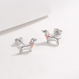 Cute Puppy Dog Stud Earrings for Womens 925 Sterling Silver Pug dog/Dachshund/Chihuahua Dog Earring Jewelry Gifts for Women Hypoallergenic (Dachshund)