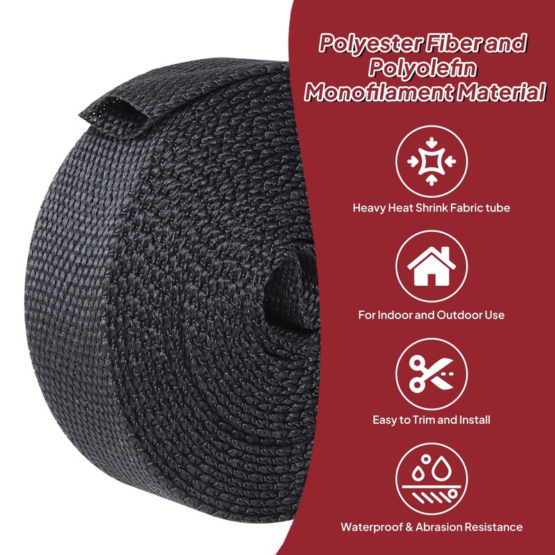 BuyUneed Heat Shrink Braided Sleeving Fabric Tubing 2 in 1