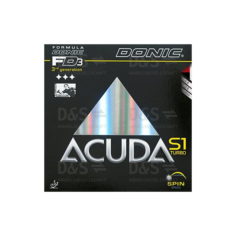 Donic Acuda S1 Turbo Table Tennis Rubber (2.0mm, Black)