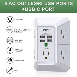 POWRUI 6 Charger USB Wall Charger Surge Protector