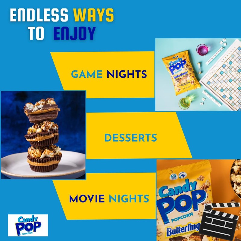 CANDY POP Butterfinger Candy Coated Popcorn (5.25oz bags, 1-Pack)