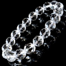 64 Faceted Crystal Bracelet, 0.4 inches (10 mm), Power Stone, Natural Stone, Women's, Men's, April, Birthstone, Mala Beads, Accessory