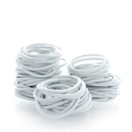 My Lello Hair Elastics Hair Ties, Professional Grade Ponytail Holders - White 20 Pack