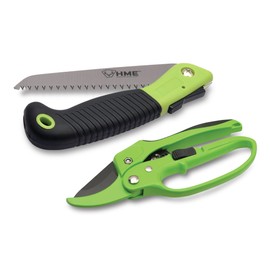 HME Hunter's Combo Pack - 7" Folding Pocket Hand Saw & Heavy-Duty Ratchet Shears for Camping, Backpacking, Hiking, Hunting