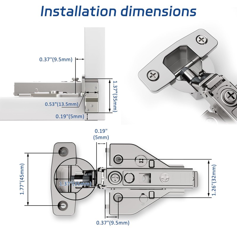 Soft Close Cabinet Hinges 60 Pack 4D Adjustable with Speed