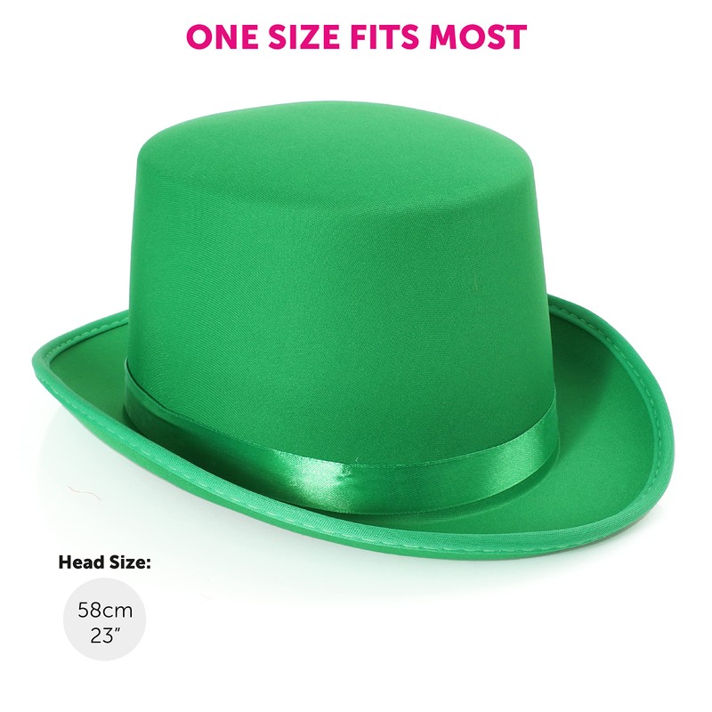 Green Satin Top Hat - Fancy Dress Dance Show Accessory