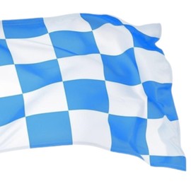 NARAMAKI Naples Checked White and Light Blue Flag 90 x 150 cm Football Championship (Checked Flag)