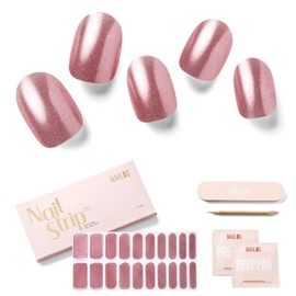 NAILOG Semi-Cured Gel Nail Strips, 20 Strips, Long-Lasting, Salon-Quality, Nail Stickers, Nail Kit, Sparkly, Lamé, Glitter, Simple｜Cover Girl