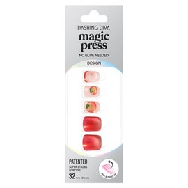 Dashing Diva Magic Press Nail Tip Set, 1 Set, Red Tomato / 데싱디바 매직프레스 네일팁 세트, 1세트, 레드 토마토