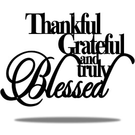 Vivegate Thankful Grateful Blessed Wall Decor – Home Thankful Iron Wall Decor Blessed Wall Signs for Home Decor Entry Way (Large - 18"X12")