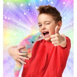 DolliBu Plush Dolphin Stuffed Toys - Soft Huggable Rainbow Plush Kit - 2 Pack