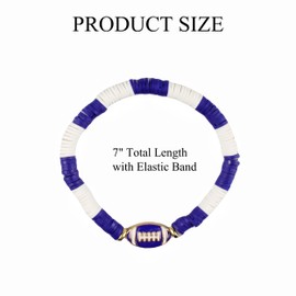 ARZASGO 10 Pack Game Day Bracelets for Women, Stackable Heishi Bracelets Clay Beaded Stretch Friendship Bracelets, Football Charm Bracelet Sport Fans Outfits Jewelry Gifts,Blue