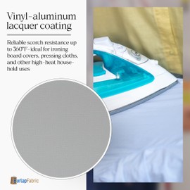60" Heat Resistant Thermal Silver Fabric by The Yard – Insulated Material for Ironing Board Covers, Heat Shields, and DIY Craft Projects