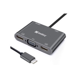 Sandberg USB C Dock 2xHDMI 1xVGA USB PD