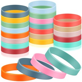Deekin 24 Pcs 8 Inch Colored Silicone Rubber Bands Silicone Elastic Bands for Books, Art, Bag Wraps, Exercise, Crab Traps, Bottle, Wallet (Pastel Color)