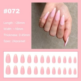 【NEW ARRIVALS!】 Press on Nails French Tip Bling Coffin Short Almond Fake Nails with Designs Glue on Nails Long Glossy Gradient Medium False Nails Reusable Full Cover Thick Nail Acrylic Stick on Nails for Women Girls 24 Pcs:_072