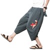 INVACHI Men's Harem Capri Pants Elastic Waist Loose Fit Drawstring