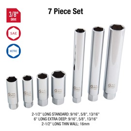 SUNEX TOOLS 8845 3/8-Inch Drive Master Spark Plug Set, CR-V, 7-Pieces