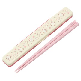 Skater ABC3AG-A Chopsticks, 7.1 inches (18 cm), Chopsticks Case Set, Antibacterial, For Adults, Flower Wreath, Made in Japan