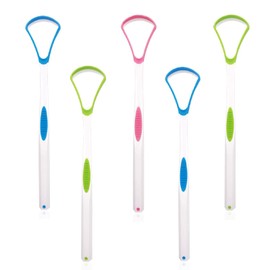 Samcos Tongue Brush, Silicone, Set of 5, 3 Colors, Tongue Polishing Brush, Tongue Cleaner, Bad Breath Care, Tongue Cleaning, Double-Sided, Individually Packaged, Convenient to Carry (2 x Blue, 2 x Green, 1 x Pink)
