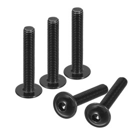 sourcing map Flanged Button Head Socket Cap Screws, 100 Pcs M5x30mm - 304 Stainless Steel Socket Drive Fasteners Bolts, Fully Thread Machine Screws for Furniture Installation (Black)