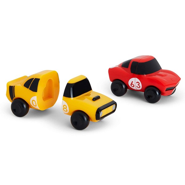 Munchkin Mix and Match Cars Toddler Bath Toy, 2 Pack, Red/Yellow