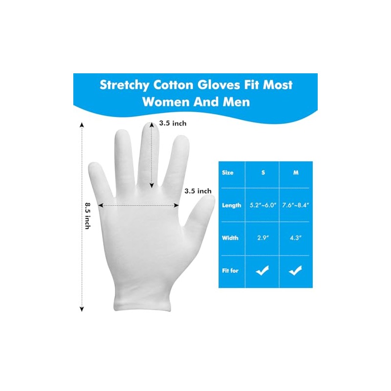 4 pares de guantes blancos, guantes de algodón transpirables para