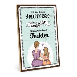 TypeStoff HS-00948 Wooden Sign with Saying - Mother Daughter - Vintage Look with Quote as Gift and Decoration on Mum, Family and Security