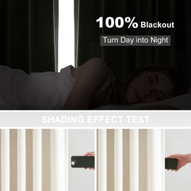 Brich 90 Inches Long Linen Curtains for Bedroom,Full Blackout Pinch Pleated Thermal Insulated Soundproof Curtains, Oatmeal Decorative Farmhouse Lined Drapes 2 Panels Set for Living Room Sliding Door