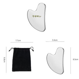 Stainless Steel Gua Sha Facial Tools - Face Massage Tools - Smooth Durable Metal Guasha Tool for Face Body Reduce Puffiness - Massage Scraper Heart Shape Gift (Silver, with dust Bag)