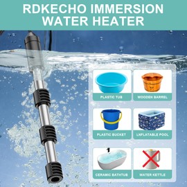 Bucket Fast Heater 2000W, Immersion Water Heater, Bathtub Heater, Heat 5 Gallons of Water in Minutes, Submersible Pool Heater for Mini Inflatable Pools and other Small Pools