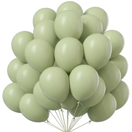 PartyWoo Sage Green Balloons 52 pcs 12 Inch Dusty Green Balloons Sage Balloons for Olive Green Party Decoration Birthday Graduation Safari Jungle Forest Baby Shower Party Decorations Green-F32