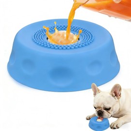 Slow Feeder Dog Bowls for Liquid Treats, Ball-in Interactive Bone Broth Dog Lick Bowl, 250ml Pup Lick Mat Toy for Large Medium Small Breeds, Ideal for Dietary Supplement & Post-op Nutrition (Blue)