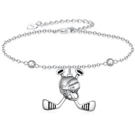 Daixiya Hockey Bracelet S925 Sterling Silver Hockey Bracelet for Women Hockey Sport Jewelry Gifts for Women Hockey Lovers