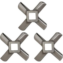 OFXDD Replacement Meat Grinder Blade 3 Pcs - Size #8 - Universal Stainless Steel Blades for Meat Grinders - Grinding Accessories Parts