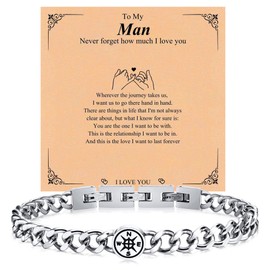 VNOX Son Dad Gifts Men's Bracelet: Stainless Steel Bracelets for Men in Silver Compass Bracelet Present for Boyfriend Son Birthday Gift for Husband