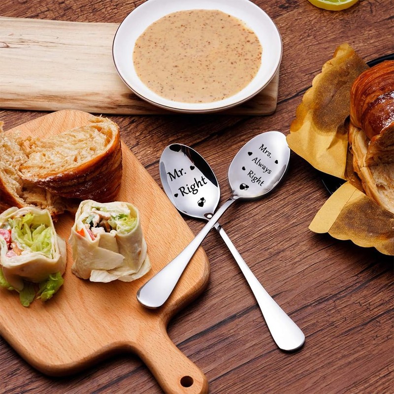Mr. Right Mrs. Always Right Coffee Spoon for Engagement, Couples