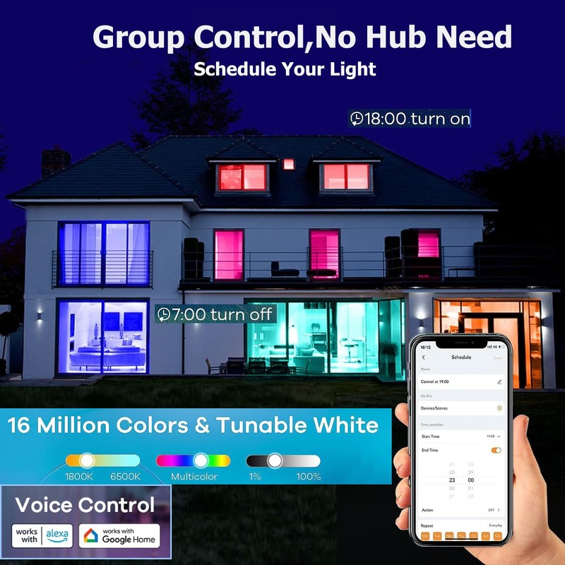 AFINSEA Smart Light Bulbs,WiFi & Bluetooth LED Light Bulb That