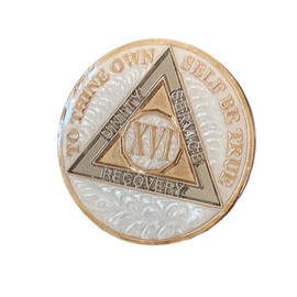 16 Year AA Medallion Opulent Pearl Tri-Plate Sobriety Chip