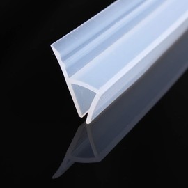 2m Shower Door Seal Strip Frameless Door Sweep Flexible Glass Seal Roll to Stop Shower Leaks, Transparent H Shape (12mm)