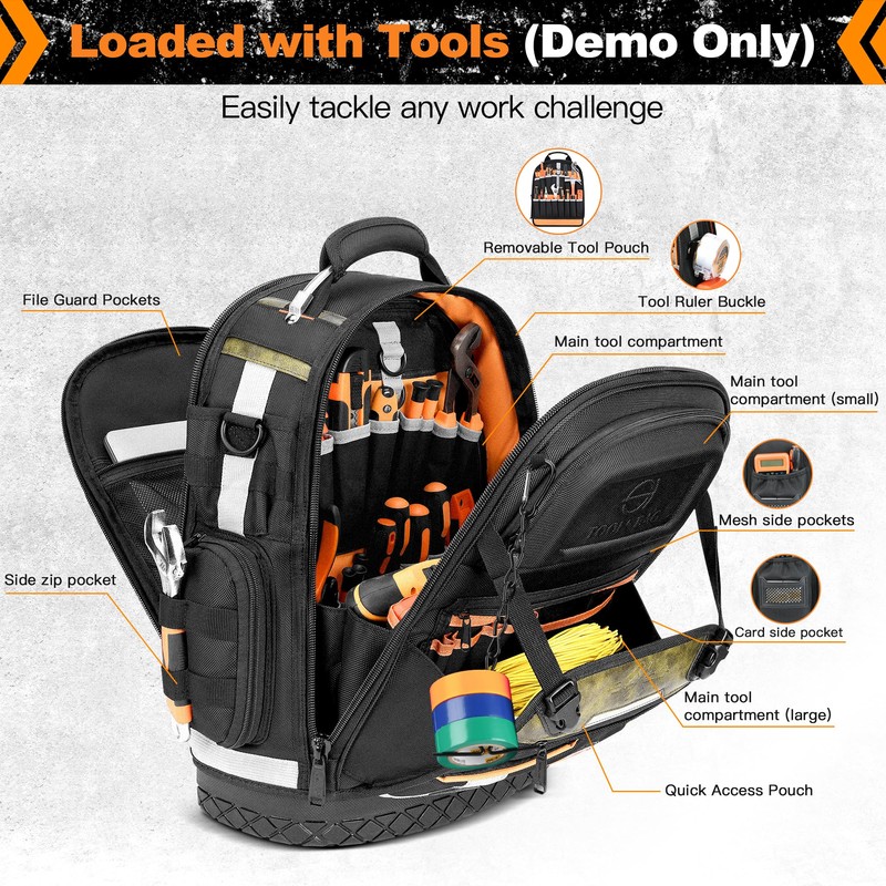 Tool Backpack Bag, HVAC Heavy Duty Construction Tools Backpack for