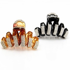 2Pcs Lady Fashion Rhinestone Hair Clips,Fancy Rhinestone Claw Hair Clips, Large Bling Hair Clamps Strong Hold Hair Barrettes Acrylic Jaw Clamp Elegant Crystal Jaw Clips Hairpins for Women