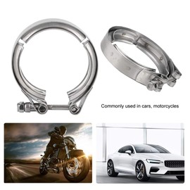 Turbo Exhaust Clamp, Universal 2.5 Inch 63mm Stainless Steel Exhaust V Band Clamp Quick Release Flange Downpipe Exhaust Clamp M6 Screw