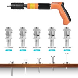Concrete Nail Gun with 120pcs Nails,80pcs Round Nails,20pcs Hook Nail,20pcs Pipe Nail,5 Speed Adjustable Manual Steel Nail Gun Tool with Gloves,Brush,Glasses,Earplugs