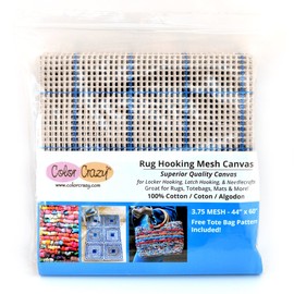 Color Crazy Rug Hooking Mesh Canvas - 3.75 Mesh (44" x 60") with Free Pattern