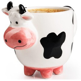 SWEETLO - Taza de café de vaca de 15 onzas, taza de café en forma de vaca y ubre - Taza de café en forma de vaca - Taza de café 3D con forma de ubre de vaca extraña de 450 ml, taza de vaca para mujer