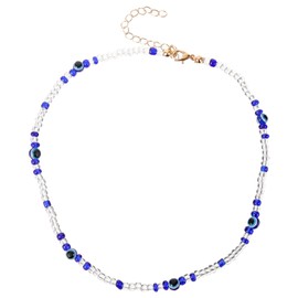 Evil Eye Beaded Necklace Adjustable Summer Pearl Choker Jewelry Women Men
