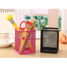 Saikvi Metal Mesh Pen Holder Pink Pencil Cup Holder Pen Organizer for Desk Office and School (1 x, Pink)